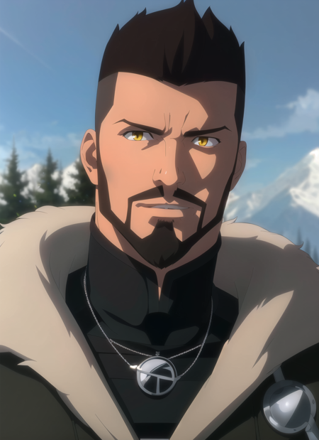 3978527220-2071260465-witcher, masterpiece, best quality, solo, 1boy, facial hair, beard, male focus, outdoors, mountain, short hair, black hair, yell.png